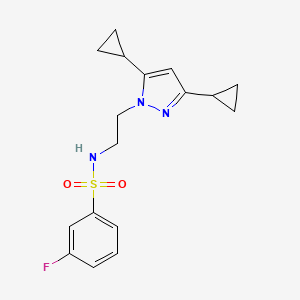 molecular formula C17H20FN3O2S B2821838 N-(2-(3,5-dicyclopropyl-1H-pyrazol-1-yl)ethyl)-3-fluorobenzenesulfonamide CAS No. 2309775-32-2