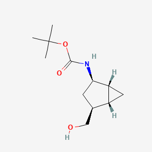 molecular formula C12H21NO3 B2821840 Tert-butyl N-[(1R,2R,4S,5S)-4-(hydroxymethyl)-2-bicyclo[3.1.0]hexanyl]carbamate CAS No. 263751-47-9