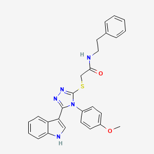 molecular formula C27H25N5O2S B2821842 2-((5-(1H-indol-3-yl)-4-(4-methoxyphenyl)-4H-1,2,4-triazol-3-yl)thio)-N-phenethylacetamide CAS No. 946377-85-1