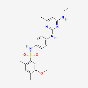 molecular formula C22H27N5O3S B2821848 N-(4-((4-(乙基氨基)-6-甲基嘧啶-2-基)氨基)苯基)-5-甲氧基-2,4-二甲基苯磺酰胺 CAS No. 923678-54-0