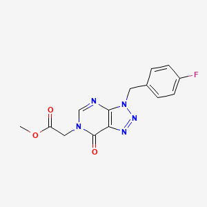 molecular formula C14H12FN5O3 B2821851 METHYL 2-{3-[(4-FLUOROPHENYL)METHYL]-7-OXO-3H,6H,7H-[1,2,3]TRIAZOLO[4,5-D]PYRIMIDIN-6-YL}ACETATE CAS No. 847382-86-9