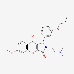 molecular formula C25H28N2O5 B2821858 2-(2-(二甲基氨基)乙基)-6-甲氧基-1-(3-丙氧苯基)-1,2-二氢咯色酮[2,3-c]吡咯-3,9-二酮 CAS No. 886154-36-5