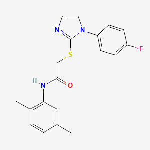 molecular formula C19H18FN3OS B2821868 N-(2,5-dimethylphenyl)-2-((1-(4-fluorophenyl)-1H-imidazol-2-yl)thio)acetamide CAS No. 688336-78-9