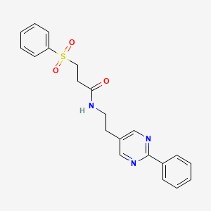 N-(2-(2-phenylpyrimidin-5-yl)ethyl)-3-(phenylsulfonyl)propanamide