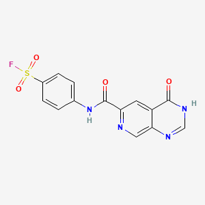 molecular formula C14H9FN4O4S B2821875 4-[(4-Oxo-3H-pyrido[3,4-d]pyrimidine-6-carbonyl)amino]benzenesulfonyl fluoride CAS No. 2177093-78-4