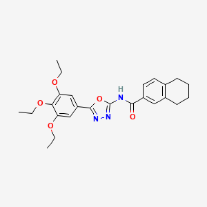 molecular formula C25H29N3O5 B2821880 N-[5-(3,4,5-三乙氧基苯基)-1,3,4-噁二唑-2-基]-5,6,7,8-四氢萘-2-甲酰胺 CAS No. 891128-39-5