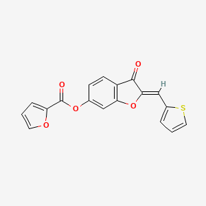 molecular formula C18H10O5S B2821882 (2Z)-3-oxo-2-(thiophen-2-ylmethylidene)-2,3-dihydro-1-benzofuran-6-yl furan-2-carboxylate CAS No. 848216-92-2