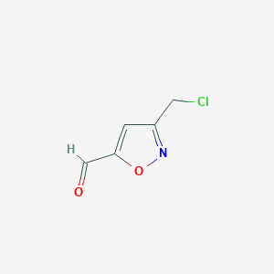 molecular formula C5H4ClNO2 B2821890 3-(Chloromethyl)-1,2-oxazole-5-carbaldehyde CAS No. 2375273-40-6