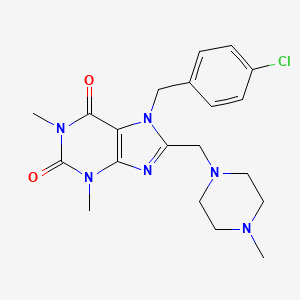 molecular formula C20H25ClN6O2 B2821893 7-(4-chlorobenzyl)-1,3-dimethyl-8-((4-methylpiperazin-1-yl)methyl)-1H-purine-2,6(3H,7H)-dione CAS No. 578750-47-7