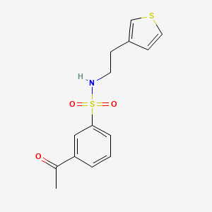 molecular formula C14H15NO3S2 B2821899 3-acetyl-N-(2-(thiophen-3-yl)ethyl)benzenesulfonamide CAS No. 1251576-86-9