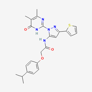 molecular formula C24H25N5O3S B2821901 N-(1-(4,5-dimethyl-6-oxo-1,6-dihydropyrimidin-2-yl)-3-(thiophen-2-yl)-1H-pyrazol-5-yl)-2-(4-isopropylphenoxy)acetamide CAS No. 1172370-85-2