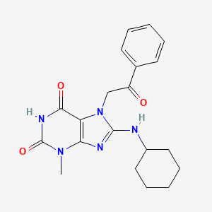 molecular formula C20H23N5O3 B2821910 8-(cyclohexylamino)-3-methyl-7-(2-oxo-2-phenylethyl)-2,3,6,7-tetrahydro-1H-purine-2,6-dione CAS No. 887883-36-5