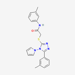 molecular formula C22H21N5OS B2821933 N-(3-methylphenyl)-2-{[5-(3-methylphenyl)-4-(1H-pyrrol-1-yl)-4H-1,2,4-triazol-3-yl]sulfanyl}acetamide CAS No. 898371-60-3