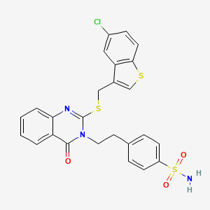 4-(2-(2-(((5-chlorobenzo[b]thiophen-3-yl)methyl)thio)-4-oxoquinazolin-3(4H)-yl)ethyl)benzenesulfonamide