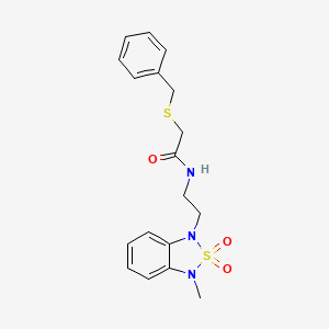 molecular formula C18H21N3O3S2 B2821948 2-(benzylthio)-N-(2-(3-methyl-2,2-dioxidobenzo[c][1,2,5]thiadiazol-1(3H)-yl)ethyl)acetamide CAS No. 2034454-52-7