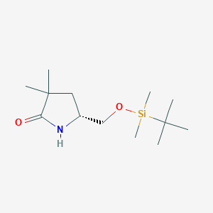 molecular formula C13H27NO2Si B2821953 (R)-5-(((tert-butyldimethylsilyl)oxy)methyl)-3,3-dimethylpyrrolidin-2-one CAS No. 2089389-05-7
