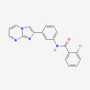 molecular formula C19H13ClN4O B2821954 2-chloro-N-(3-imidazo[1,2-a]pyrimidin-2-ylphenyl)benzamide CAS No. 863020-21-7