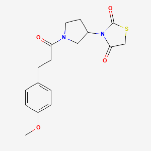 molecular formula C17H20N2O4S B2821957 3-(1-(3-(4-Methoxyphenyl)propanoyl)pyrrolidin-3-yl)thiazolidine-2,4-dione CAS No. 1798513-35-5