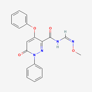 molecular formula C19H16N4O4 B2821959 N-[(methoxyimino)methyl]-6-oxo-4-phenoxy-1-phenyl-1,6-dihydro-3-pyridazinecarboxamide CAS No. 338405-13-3