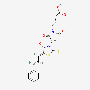 molecular formula C20H18N2O5S2 B2821960 4-(2,5-dioxo-3-((Z)-4-oxo-5-((E)-3-phenylallylidene)-2-thioxothiazolidin-3-yl)pyrrolidin-1-yl)butanoic acid CAS No. 622352-01-6