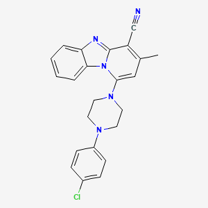 molecular formula C23H20ClN5 B2821980 1-[4-(4-Chlorophenyl)piperazin-1-yl]-3-methylpyrido[1,2-a]benzimidazole-4-carbonitrile CAS No. 384793-71-9