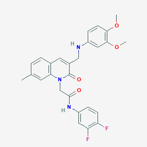 molecular formula C27H25F2N3O4 B2821986 N-(3,4-difluorophenyl)-2-(3-(((3,4-dimethoxyphenyl)amino)methyl)-7-methyl-2-oxoquinolin-1(2H)-yl)acetamide CAS No. 932308-33-3