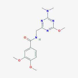 molecular formula C16H21N5O4 B2821987 N-((4-(二甲胺基)-6-甲氧基-1,3,5-三嗪-2-基)甲基)-3,4-二甲氧基苯甲酰胺 CAS No. 2034275-67-5