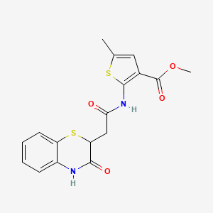 molecular formula C17H16N2O4S2 B2821989 methyl 2-{[(3-hydroxy-2H-1,4-benzothiazin-2-yl)acetyl]amino}-5-methylthiophene-3-carboxylate CAS No. 857493-92-6