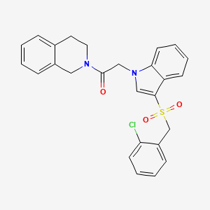 molecular formula C26H23ClN2O3S B2821993 2-(3-((2-chlorobenzyl)sulfonyl)-1H-indol-1-yl)-1-(3,4-dihydroisoquinolin-2(1H)-yl)ethanone CAS No. 895999-21-0