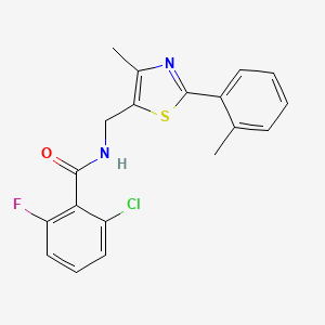 molecular formula C19H16ClFN2OS B2821994 2-氯-6-氟-N-((4-甲基-2-(邻甲苯基)噻唑-5-基)甲基)苯甲酰胺 CAS No. 1448030-74-7