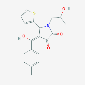 molecular formula C19H19NO4S B282200 3-hydroxy-1-(2-hydroxypropyl)-4-(4-methylbenzoyl)-5-(2-thienyl)-1,5-dihydro-2H-pyrrol-2-one 