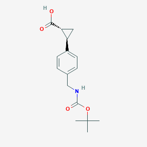 molecular formula C16H21NO4 B2822007 (1R,2R)-2-[4-[[(2-Methylpropan-2-yl)oxycarbonylamino]methyl]phenyl]cyclopropane-1-carboxylic acid CAS No. 2230798-57-7