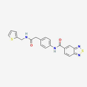 molecular formula C20H16N4O2S2 B2822010 N-(4-(2-oxo-2-((thiophen-2-ylmethyl)amino)ethyl)phenyl)benzo[c][1,2,5]thiadiazole-5-carboxamide CAS No. 1206998-87-9