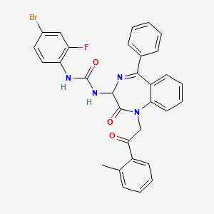 N-(2,5-diaza-2-(2-(2-methylphenyl)-2-oxoethyl)-3-oxo-6-phenylbicyclo[5.4.0]undeca-1(7),5,8,10-tetraen-4-yl)((4-bromo-2-fluorophenyl)amino)formamide