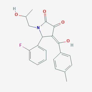 molecular formula C21H20FNO4 B282202 5-(2-fluorophenyl)-3-hydroxy-1-(2-hydroxypropyl)-4-(4-methylbenzoyl)-1,5-dihydro-2H-pyrrol-2-one 