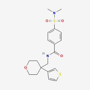 molecular formula C19H24N2O4S2 B2822023 4-(N,N-dimethylsulfamoyl)-N-((4-(thiophen-3-yl)tetrahydro-2H-pyran-4-yl)methyl)benzamide CAS No. 2309801-06-5