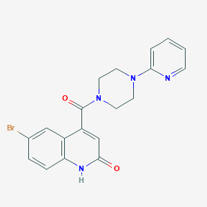 molecular formula C19H17BrN4O2 B2822028 6-bromo-4-(4-(pyridin-2-yl)piperazine-1-carbonyl)quinolin-2(1H)-one CAS No. 1448047-92-4