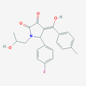 molecular formula C21H20FNO4 B282203 5-(4-fluorophenyl)-3-hydroxy-1-(2-hydroxypropyl)-4-(4-methylbenzoyl)-1,5-dihydro-2H-pyrrol-2-one 