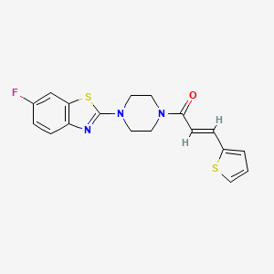 molecular formula C18H16FN3OS2 B2822044 (E)-1-(4-(6-氟苯并[d]噻唑-2-基)哌嗪-1-基)-3-(噻吩-2-基)丙-2-烯-1-酮 CAS No. 897472-77-4