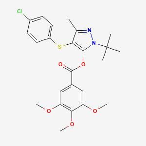 molecular formula C24H27ClN2O5S B2822057 [2-Tert-butyl-4-(4-chlorophenyl)sulfanyl-5-methylpyrazol-3-yl] 3,4,5-trimethoxybenzoate CAS No. 851127-87-2