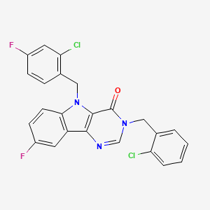 molecular formula C24H15Cl2F2N3O B2822064 5-(2-chloro-4-fluorobenzyl)-3-(2-chlorobenzyl)-8-fluoro-3H-pyrimido[5,4-b]indol-4(5H)-one CAS No. 1794777-09-5