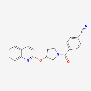 molecular formula C21H17N3O2 B2822068 4-(3-(Quinolin-2-yloxy)pyrrolidine-1-carbonyl)benzonitrile CAS No. 2034319-61-2
