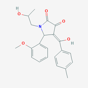 molecular formula C22H23NO5 B282207 3-hydroxy-1-(2-hydroxypropyl)-5-(2-methoxyphenyl)-4-(4-methylbenzoyl)-1,5-dihydro-2H-pyrrol-2-one 