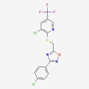 3-Chloro-2-({[3-(4-chlorophenyl)-1,2,4-oxadiazol-5-yl]methyl}sulfanyl)-5-(trifluoromethyl)pyridine
