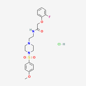 molecular formula C21H27ClFN3O5S B2822075 2-(2-fluorophenoxy)-N-(2-(4-((4-methoxyphenyl)sulfonyl)piperazin-1-yl)ethyl)acetamide hydrochloride CAS No. 1190019-52-3