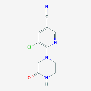 molecular formula C10H9ClN4O B2822076 5-氯-6-(3-氧代哌嗪-1-基)烟酸腈 CAS No. 2034295-41-3