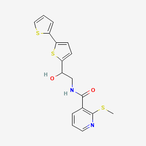 molecular formula C17H16N2O2S3 B2822087 N-(2-{[2,2'-bithiophene]-5-yl}-2-hydroxyethyl)-2-(methylsulfanyl)pyridine-3-carboxamide CAS No. 2097913-58-9