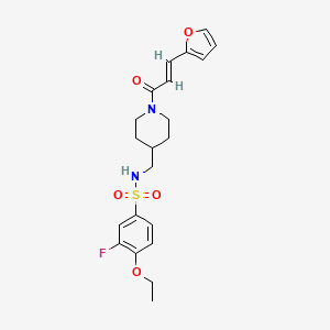molecular formula C21H25FN2O5S B2822101 (E)-4-乙氧基-3-氟-N-((1-(3-(呋喃-2-基)丙烯酰基)哌啶-4-基)甲基)苯磺酰胺 CAS No. 1235688-15-9