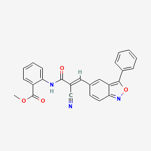 molecular formula C25H17N3O4 B2822103 (E)-甲基 2-(2-氰-3-(3-苯基苯并[c]异噁唑-5-基)丙烯酰胺基)苯甲酸酯 CAS No. 868154-48-7