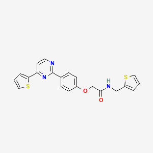 molecular formula C21H17N3O2S2 B2822105 N-(2-thienylmethyl)-2-{4-[4-(2-thienyl)-2-pyrimidinyl]phenoxy}acetamide CAS No. 477888-55-4